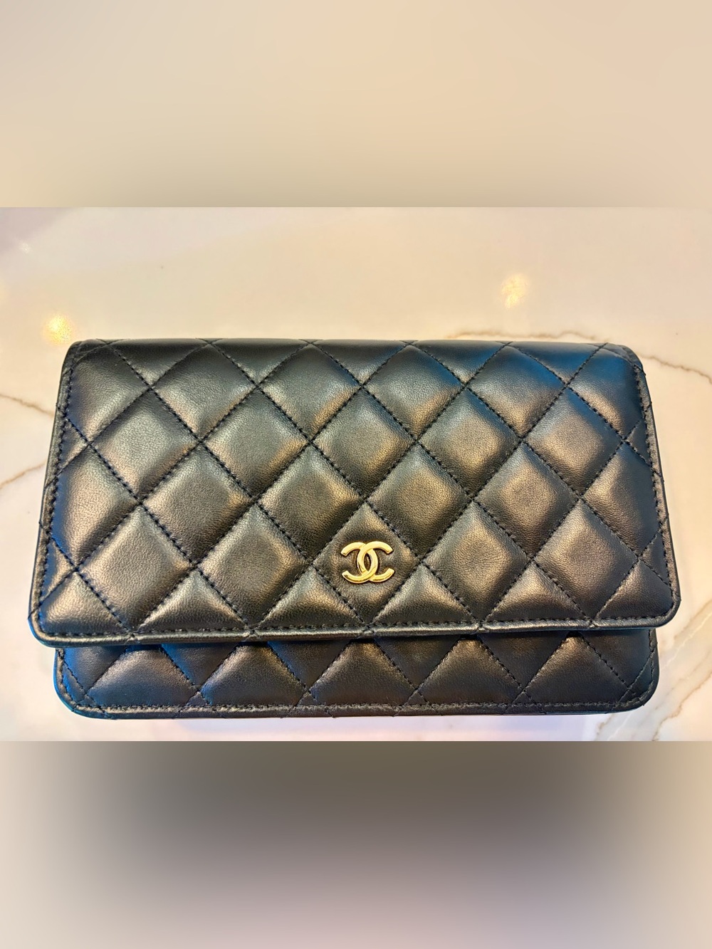 Chanel Black Quilted Lambskin Classic Wallet On Chain (WOC)